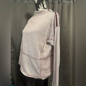 Champion Gray Athletic Sweatshirt with Burgundy Stripe Detail